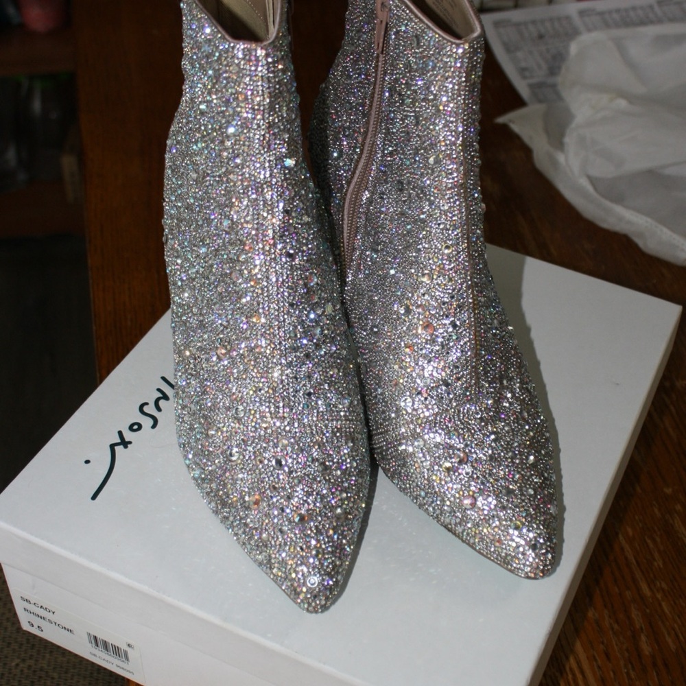 Betsy Johnson Sparkling Silver Ankle Boots
